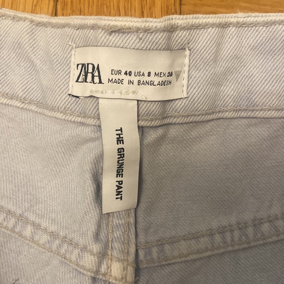 Zara light blue white leg crop jean - Picture 3 of 4